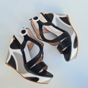 CAFèNOIR - Sandali con fibbia su zeppa alta patchwork