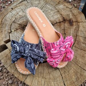 CAFèNOIR - ciabatte in tessuto fantasia con fiocco