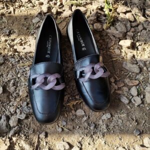 CAFèNOIR - Mocassino in pelle con catena nero