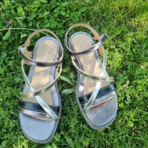 CAFèNOIR - Sandali fasce gilda in laminato sintetico multi antracite