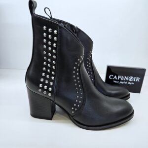 CAFèNOIR - Tronchetto donna stile texano in pelle con borchie