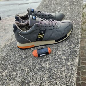 BLAUER - Sneaker in pelle grigio con doppio laccio