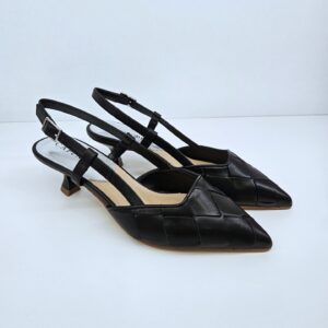 CAFèNOIR - Décolleté con laccio dietro con tomaia in pelle intrecciata nero