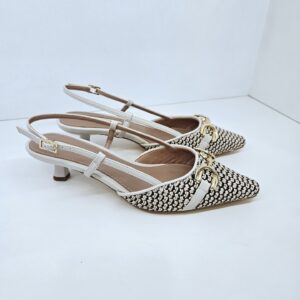 CAFèNOIR - décolleté bimateriale con morsetto osso/nero