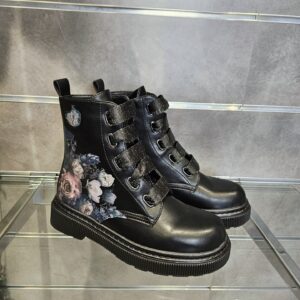 CAFèNOIR - tronchetti similpelle con stampa floreale nero