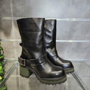 CAFèNOIR - stivaletti in pelle con cavigliera nero