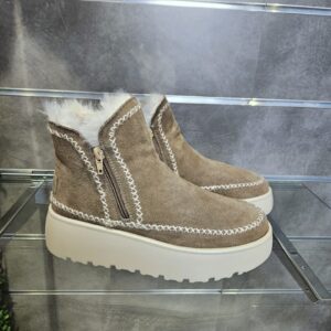 CAFèNOIR - tronchetti in pelle scamosciata doppia zip taupe